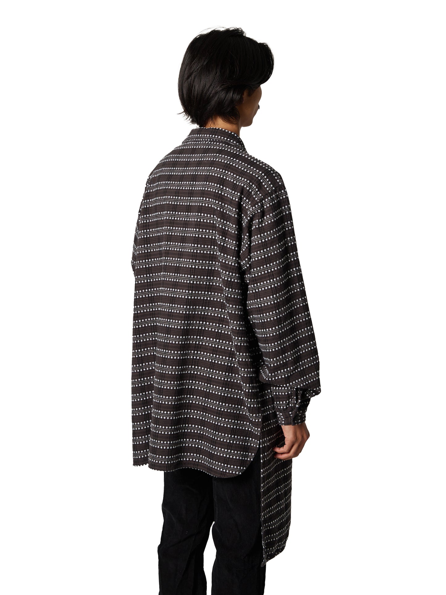 CRAFTED LONG PULLOVER / COTTON MIX FLANNEL CHECK OVERDYED