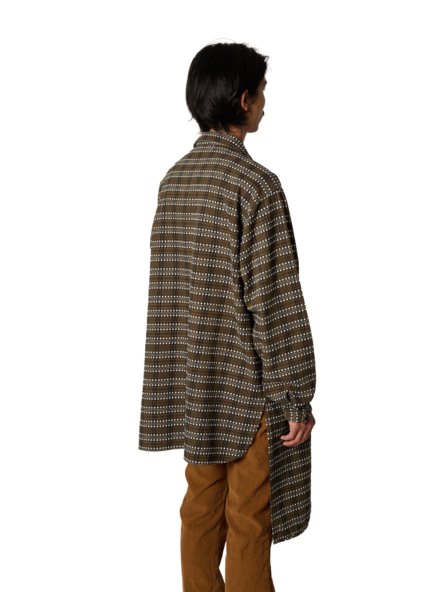CRAFTED LONG PULLOVER / COTTON MIX FLANNEL CHECK OVERDYED
