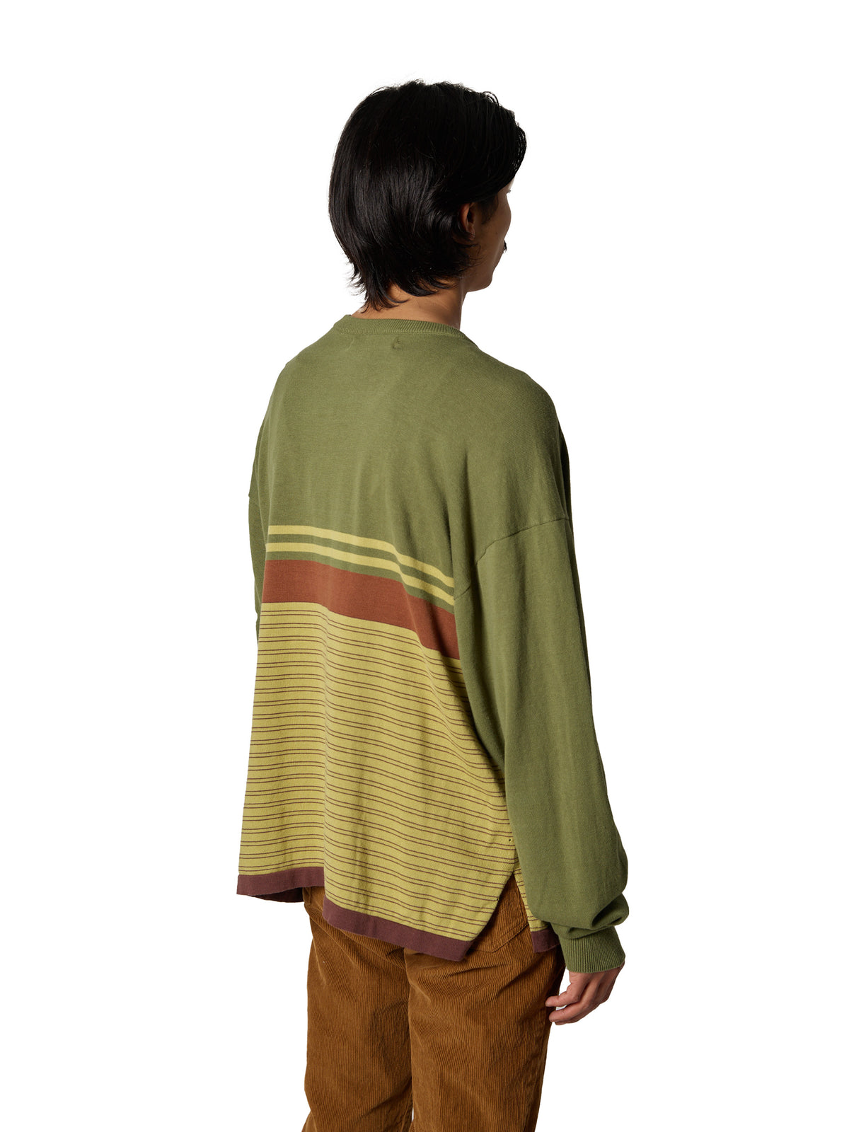 CRAFTED BORDER SWEATER  /COTTON YARN