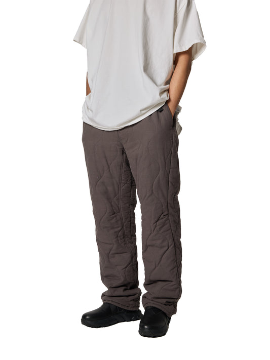 ORGANIZED EASY QUILTED PANTS / COTTON PEACH SKIN TWILL