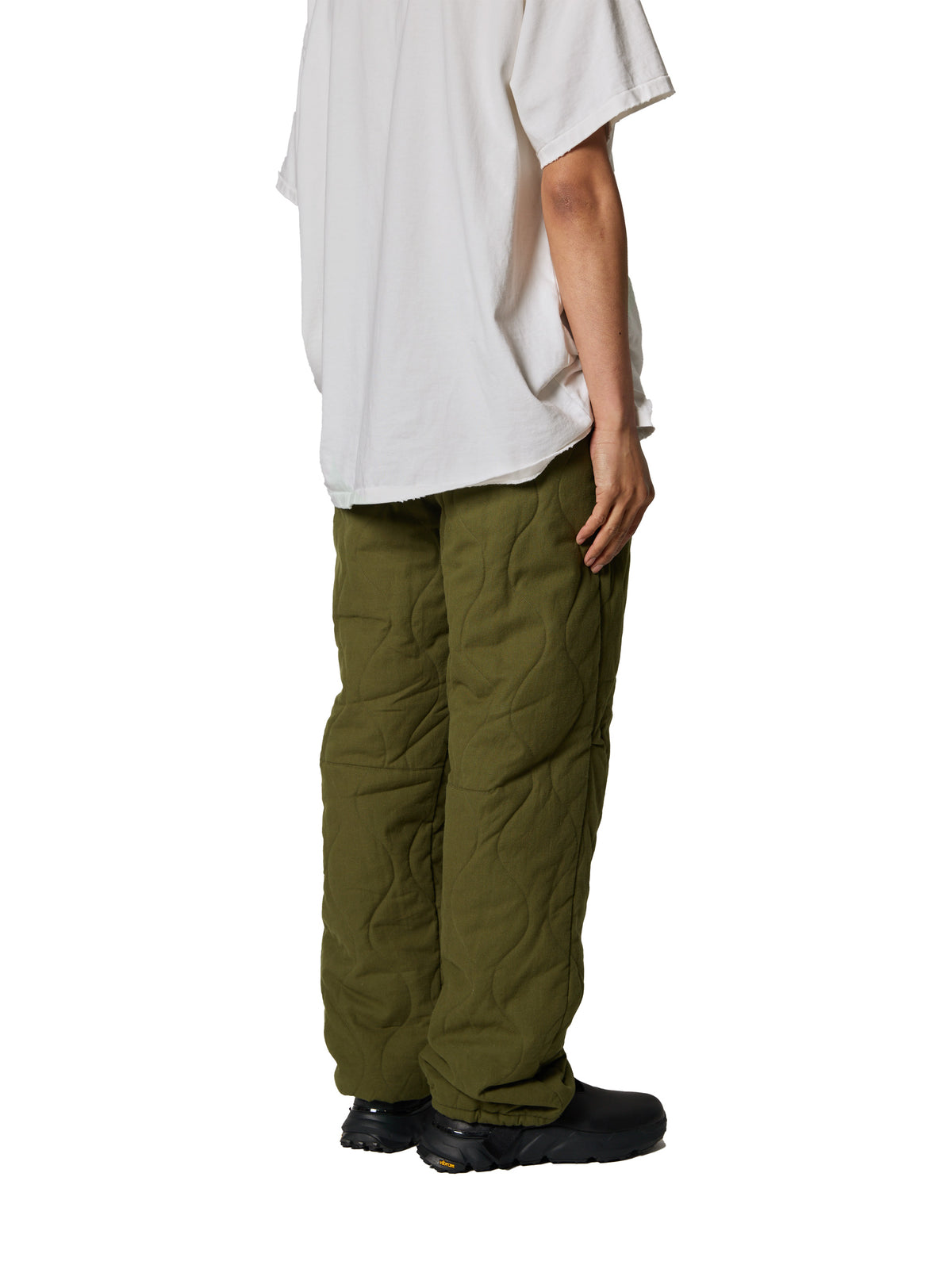 ORGANIZED EASY QUILTED PANTS / COTTON PEACH SKIN TWILL