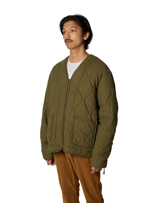 ORGANIZED QUILTED BLOUSON / COTTON PEACH SKIN TWILL