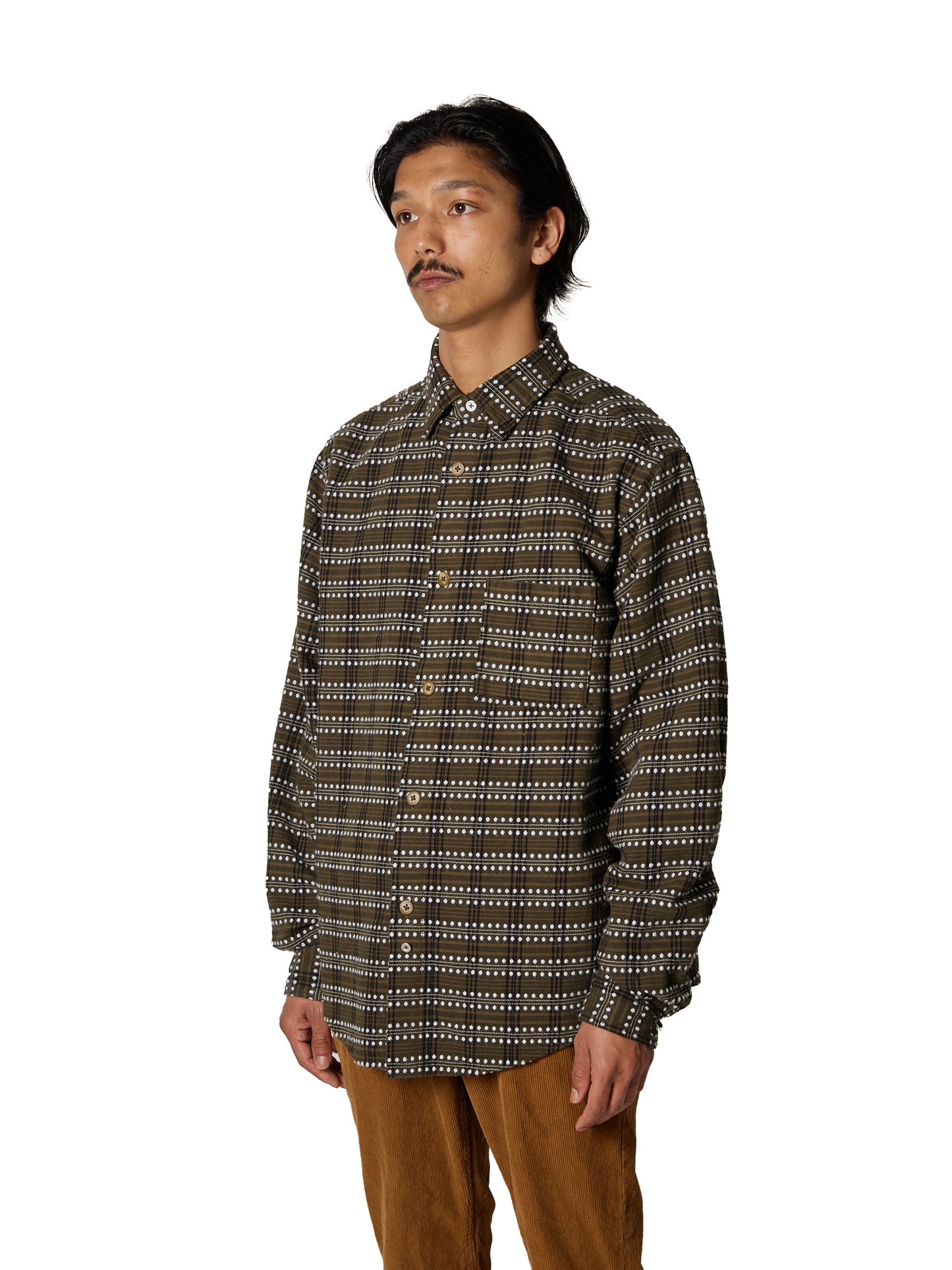 ORGANIZED B.D.SHIRT / COTTON MIX FLANNEL CHECK OVERDYED